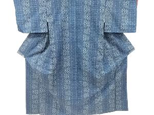 リサイクル　 更紗模様織出し手織り節紬着物